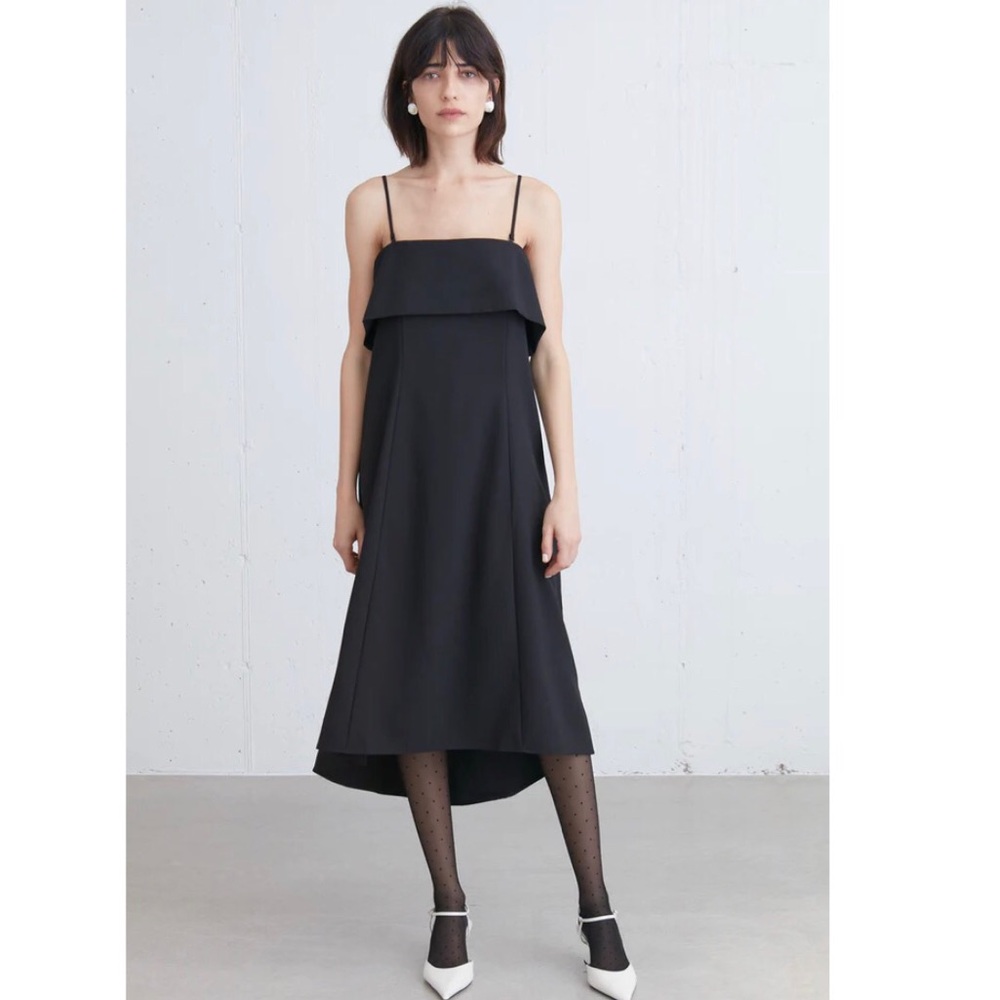 NWT Oak + Fort A-Line Midi Tube Dress in Black Size XS - Picture 3 of 12